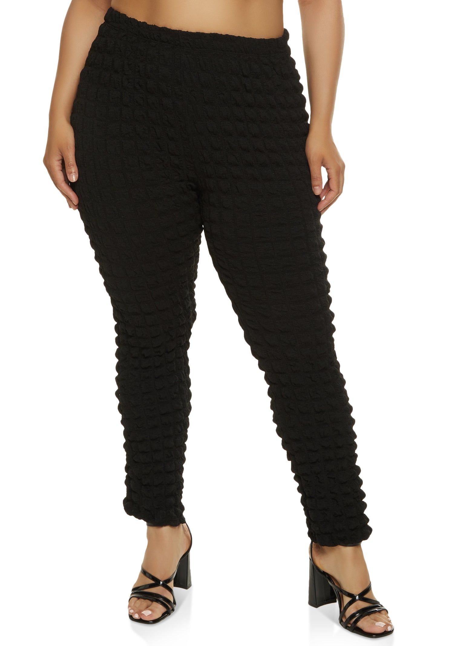 Plus Size Bubble Knit High Waisted Pants sold by Rainbow