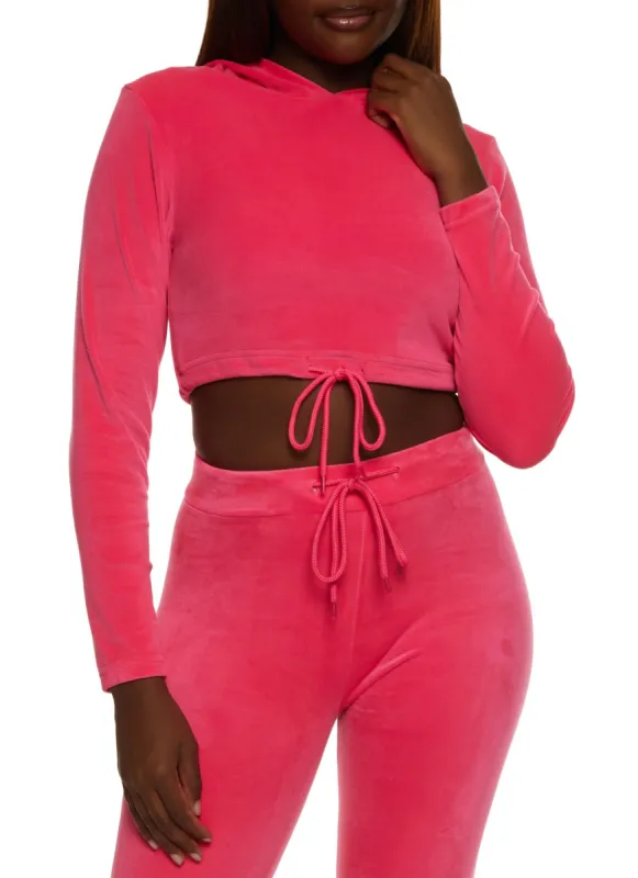 Velour Drawstring Hem Pullover Hoodie sold by Rainbow