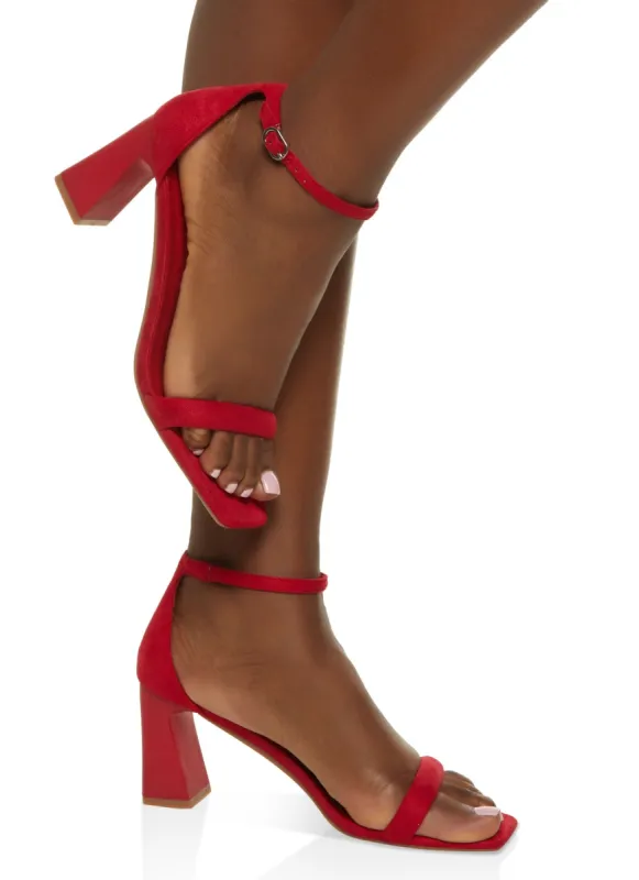 Square Toe Ankle Strap Mid Heel Sandals sold by Rainbow