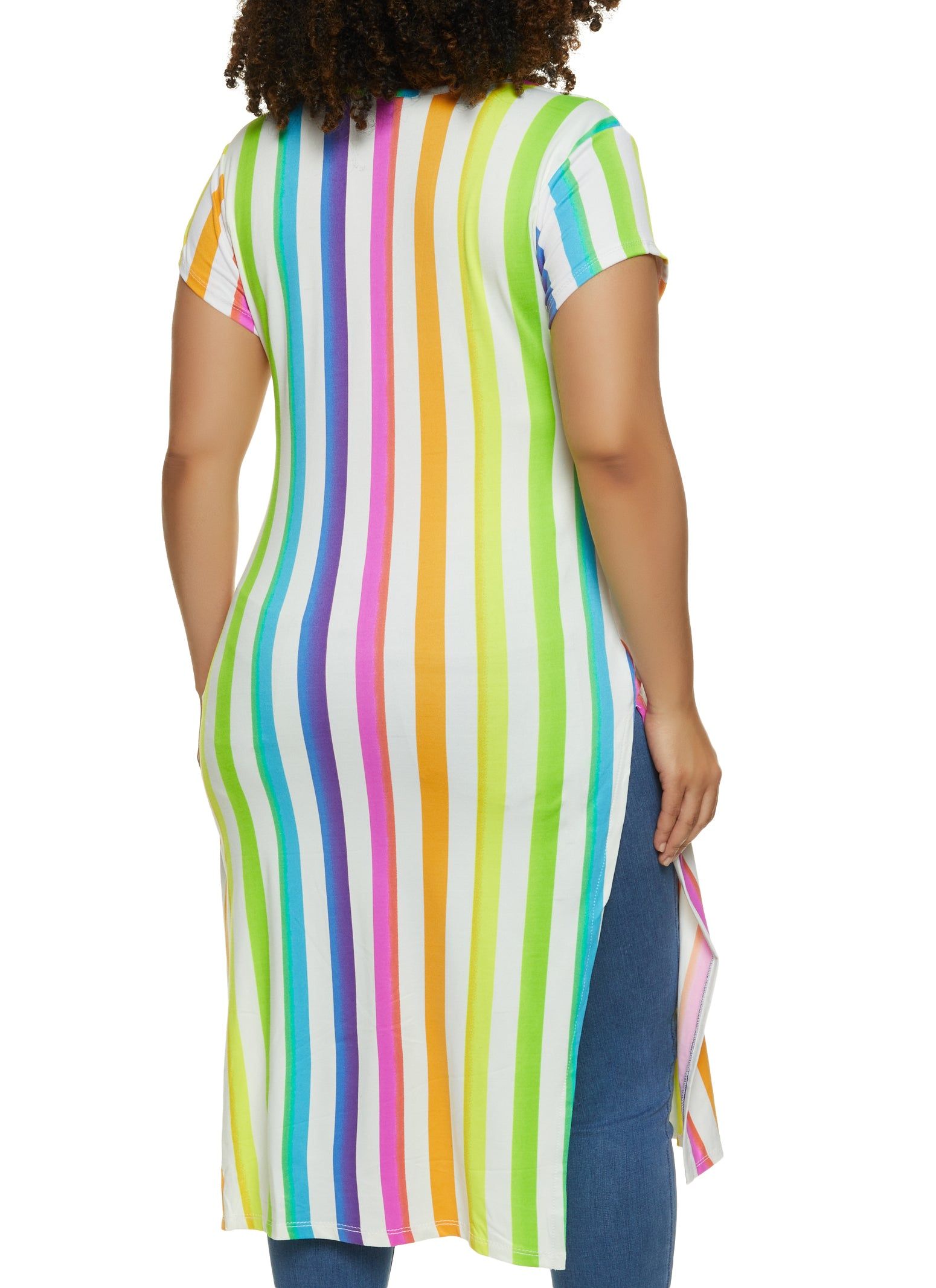 Plus Size Rainbow Stripe Maxi Tee sold by Rainbow product image thumbnail 2
