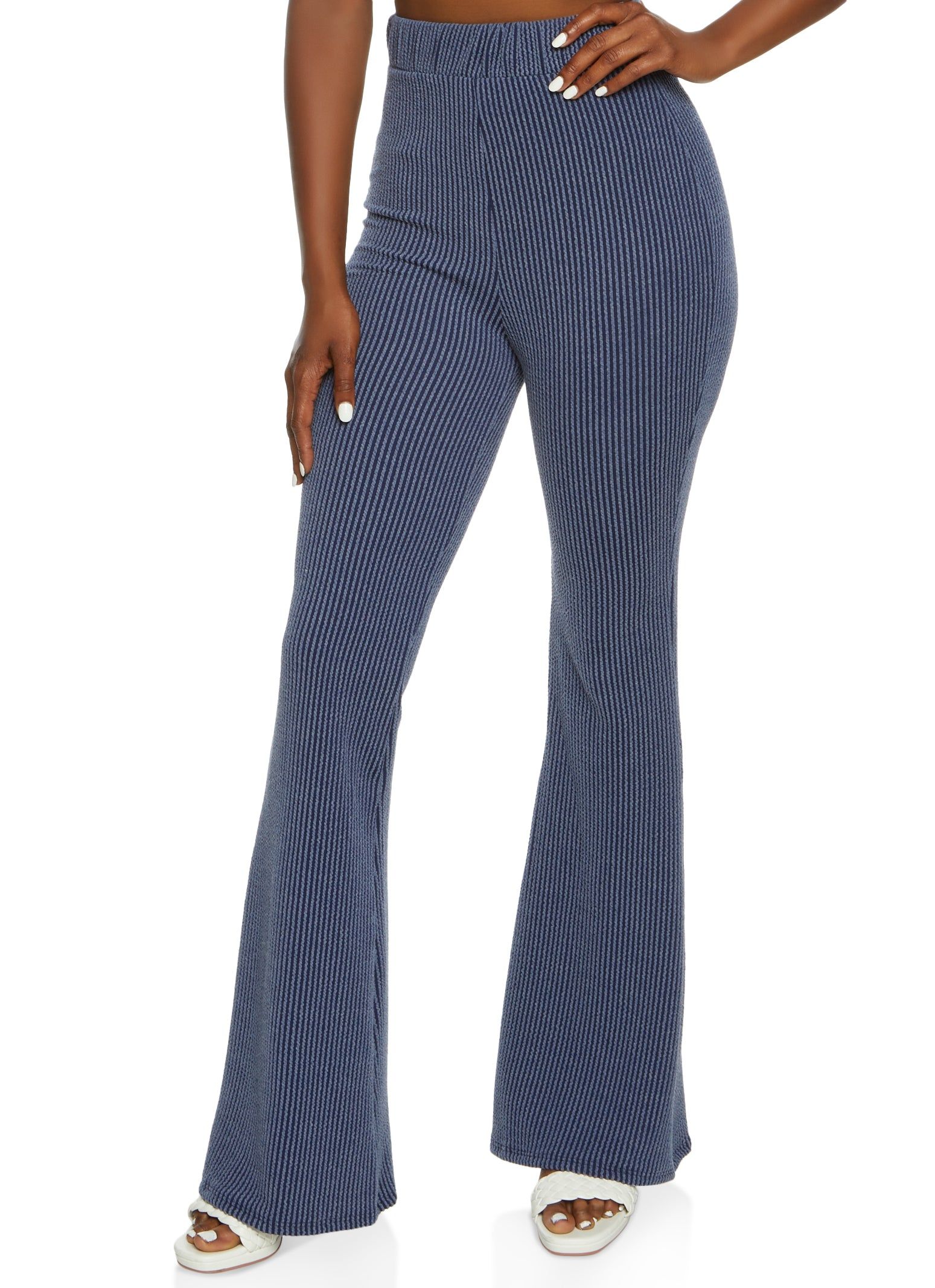 Ribbed High Waisted Flare Pants sold by Rainbow
