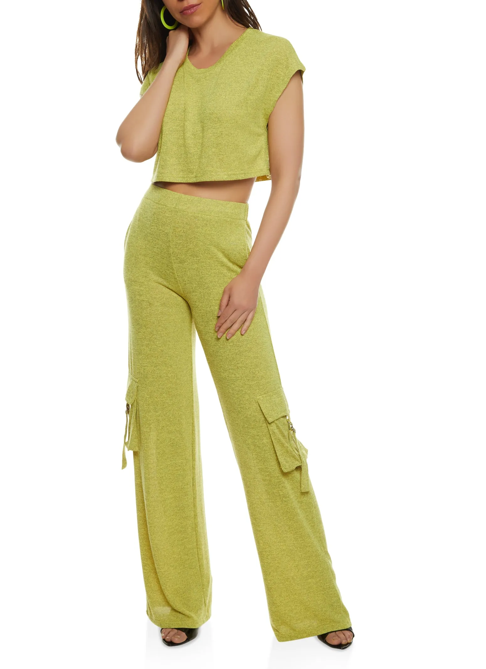 Daisy Brushed Knit Cap Sleeve Crop Top sold by Rainbow product image thumbnail 2