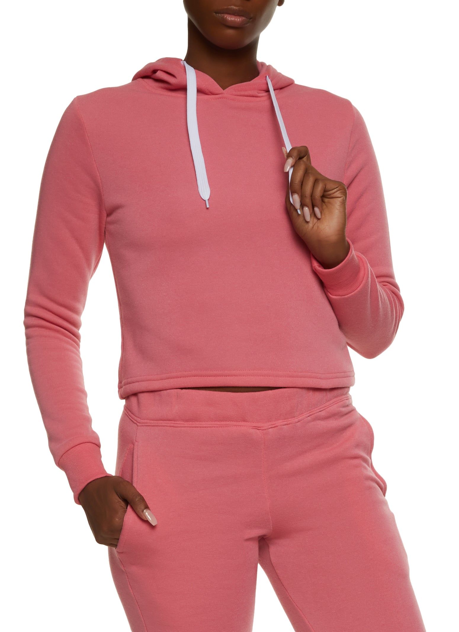 Fleece Hooded Cropped Sweatshirt sold by Rainbow