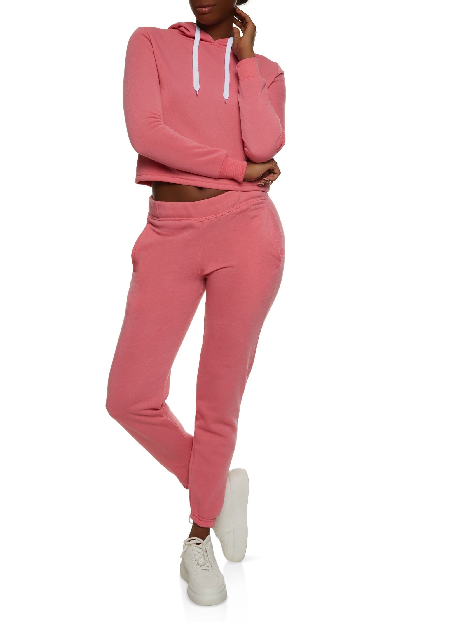 Fleece Hooded Cropped Sweatshirt sold by Rainbow product image thumbnail 2