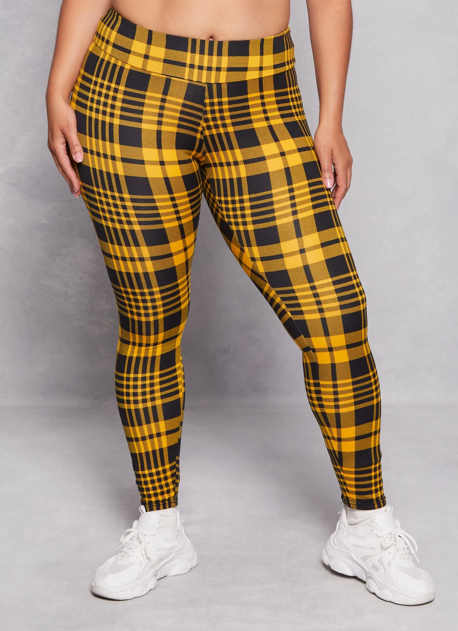 Plus Size Plaid Soft Knit High Waist Leggings sold by Rainbow product image thumbnail 2