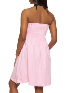 Terry Cloth Smocked Strapless Cover Up Dress sold by Rainbow