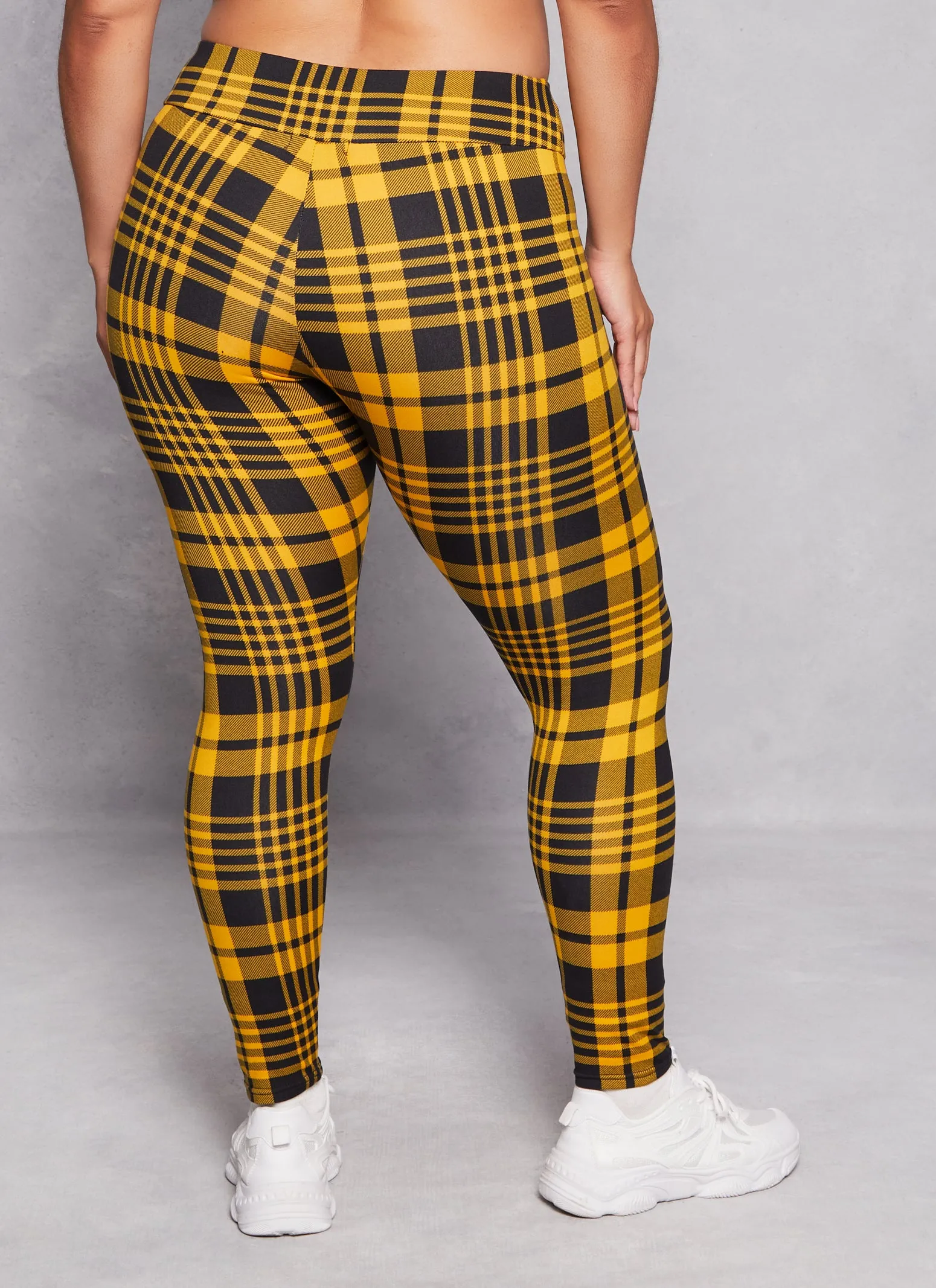 Plus Size Plaid Soft Knit High Waist Leggings sold by Rainbow product image thumbnail 3