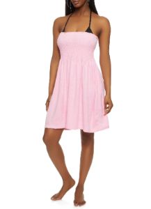 Terry Cloth Smocked Strapless Cover Up Dress sold by Rainbow