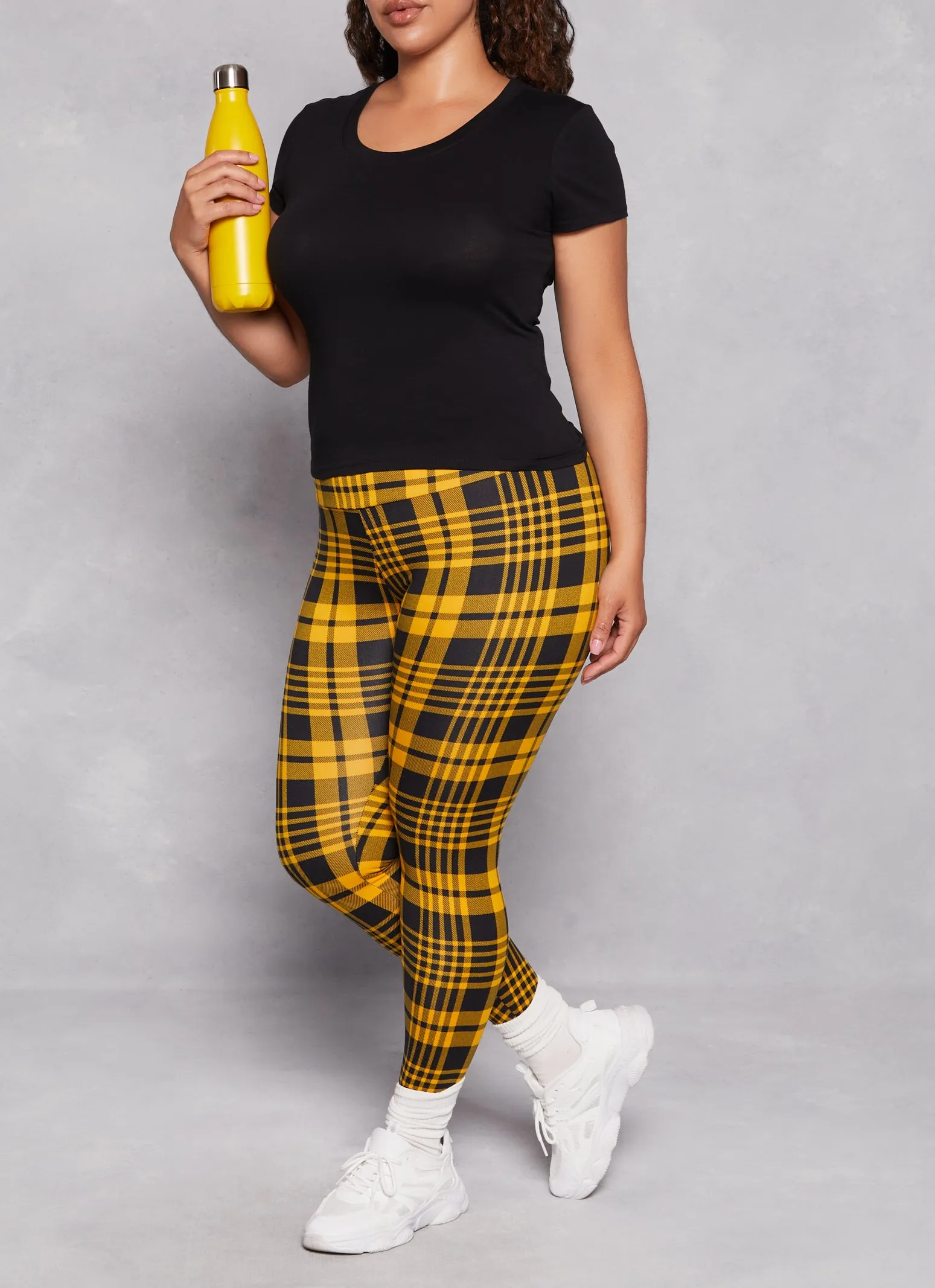 Plus Size Plaid Soft Knit High Waist Leggings sold by Rainbow