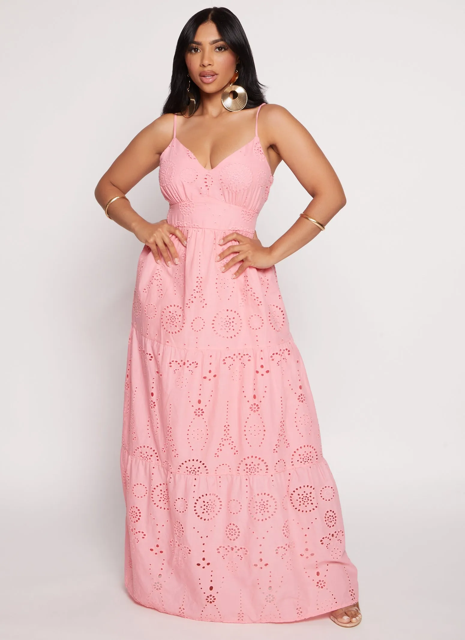 Eyelet Tie Back Tiered Maxi Dress sold by Rainbow product image thumbnail 2