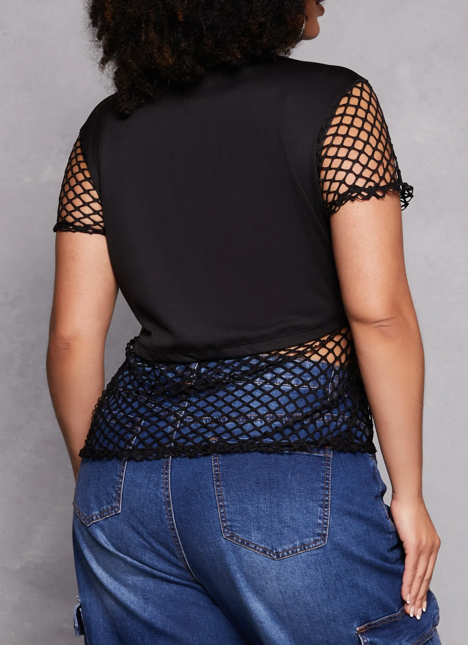 Plus Size Fishnet Queen Rhinestone Graphic Tee sold by Rainbow product image thumbnail 3