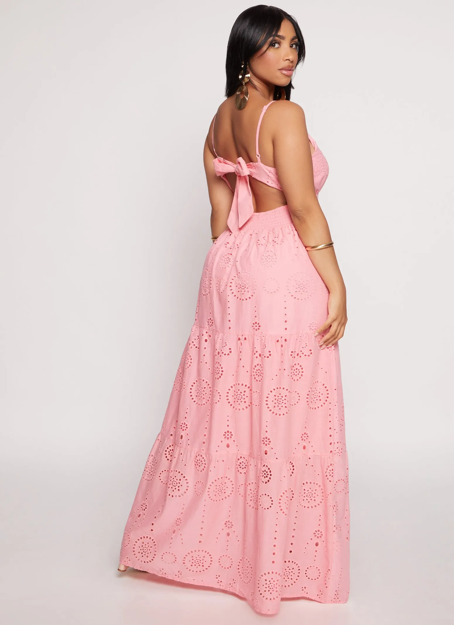 Eyelet Tie Back Tiered Maxi Dress sold by Rainbow product image thumbnail 3