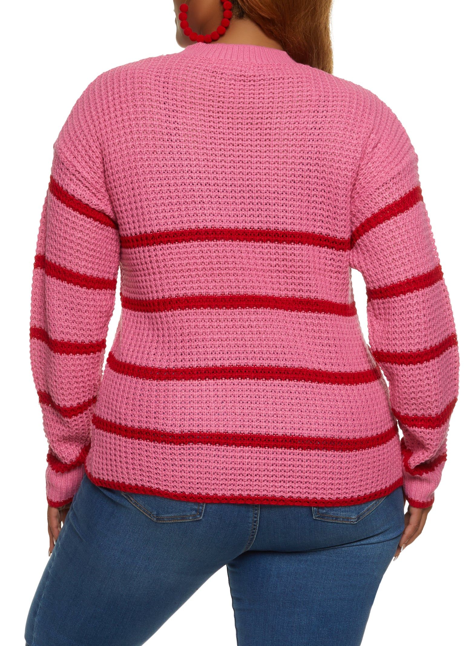 Plus Size Crew Neck Striped Pullover Sweater sold by Rainbow product image thumbnail 2