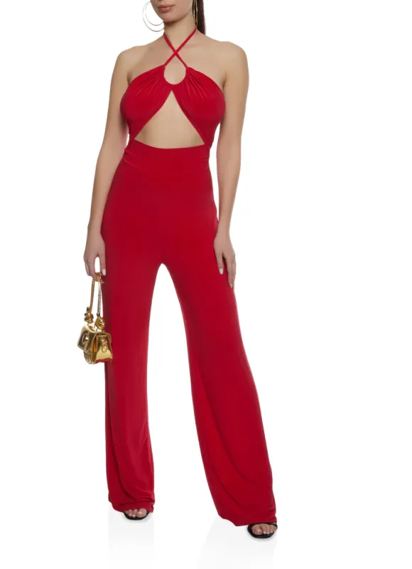 Keyhole Halter Jumpsuit sold by Rainbow