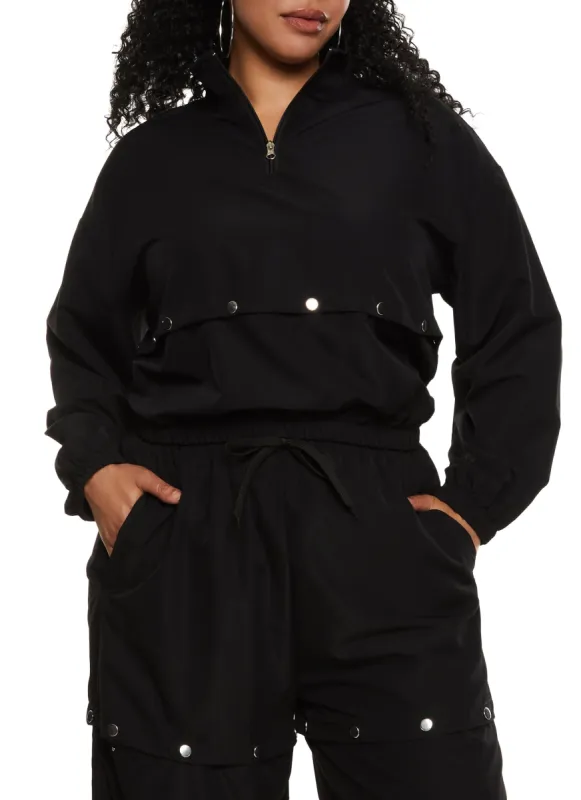 Plus Size Zip Neck Tear Away Track Jacket sold by Rainbow