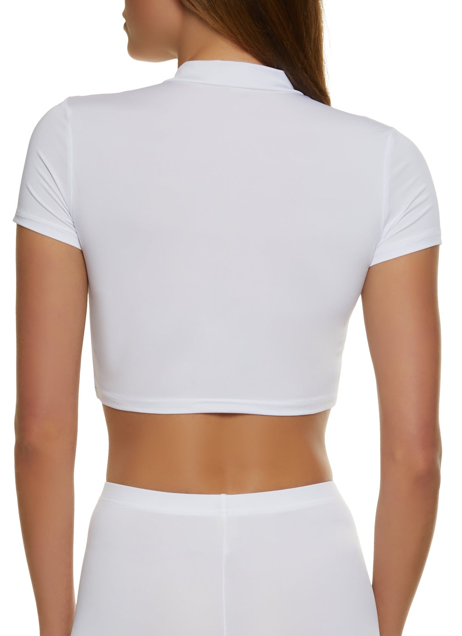 Zip Front Short Sleeve Crop Top sold by Rainbow product image thumbnail 3