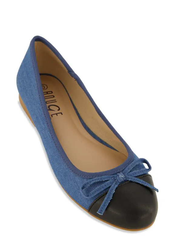 Round Toe Bow Tie Ballet Flats sold by Rainbow