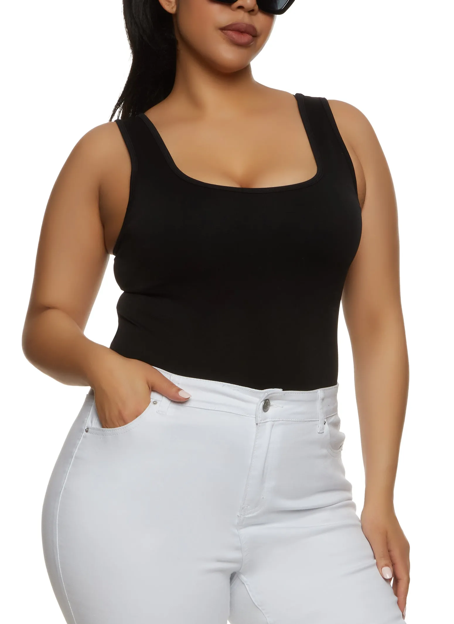 Plus Size Seamless Square Neck Tank Bodysuit sold by Rainbow product image thumbnail 2