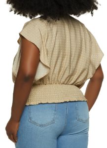 Plus Size Polka Dot Print Wrap Top sold by Rainbow