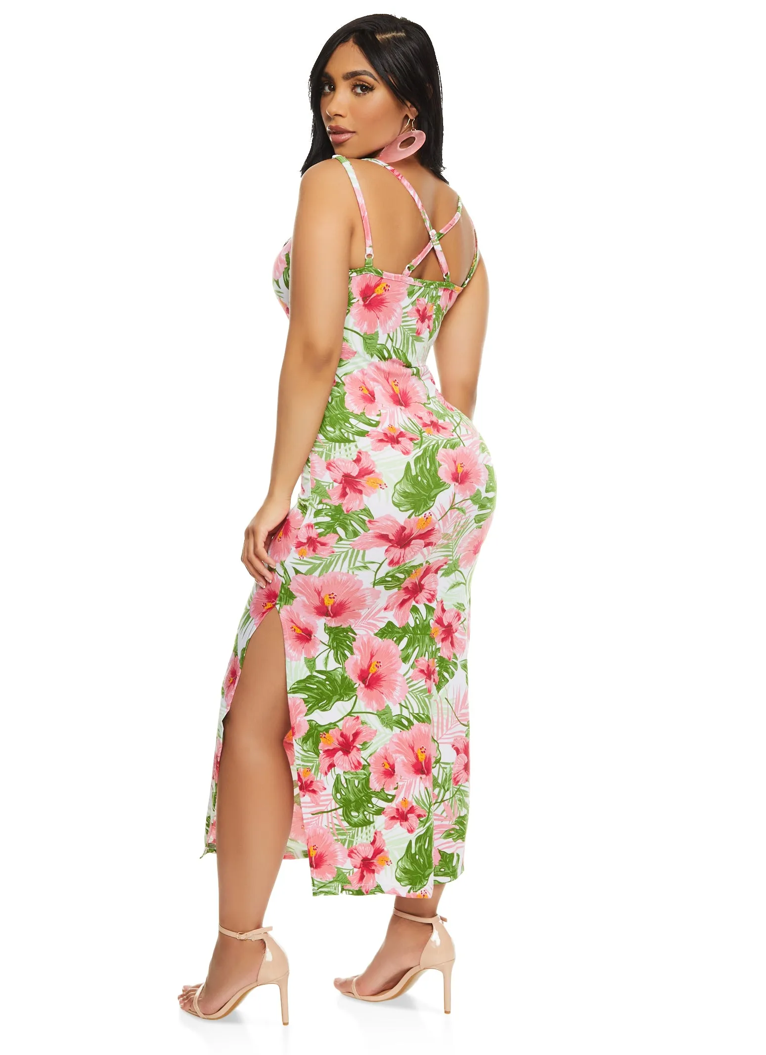 Tropical Print Side Slit Maxi Tank Dress sold by Rainbow product image thumbnail 3