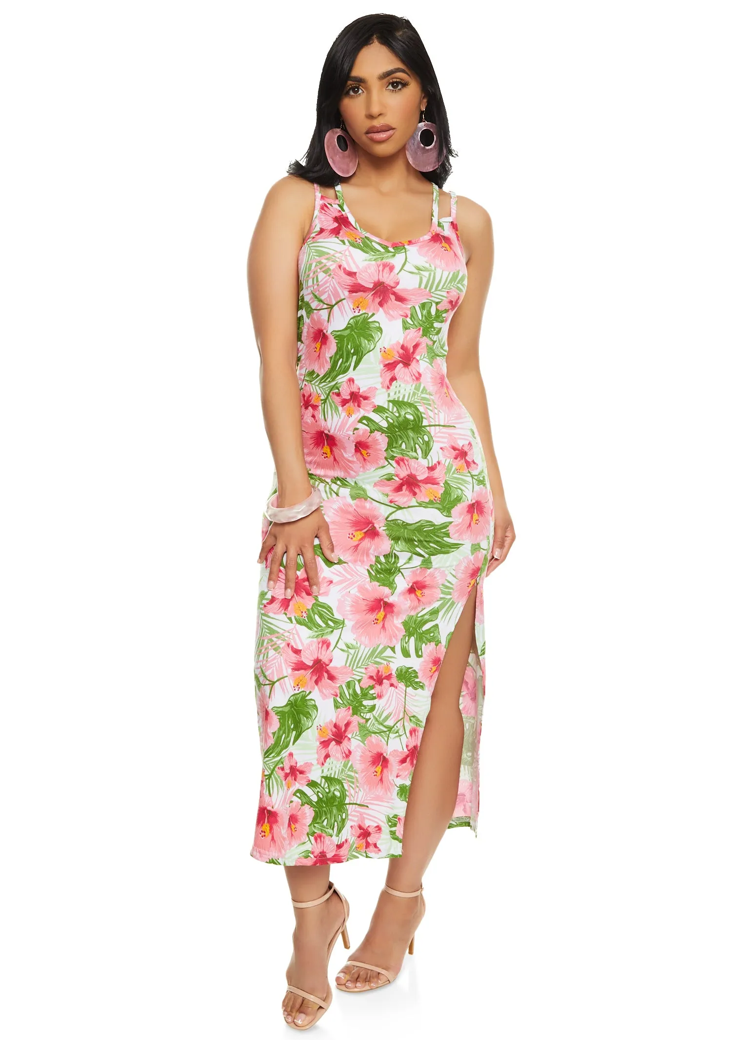 Tropical Print Side Slit Maxi Tank Dress sold by Rainbow product image thumbnail 2