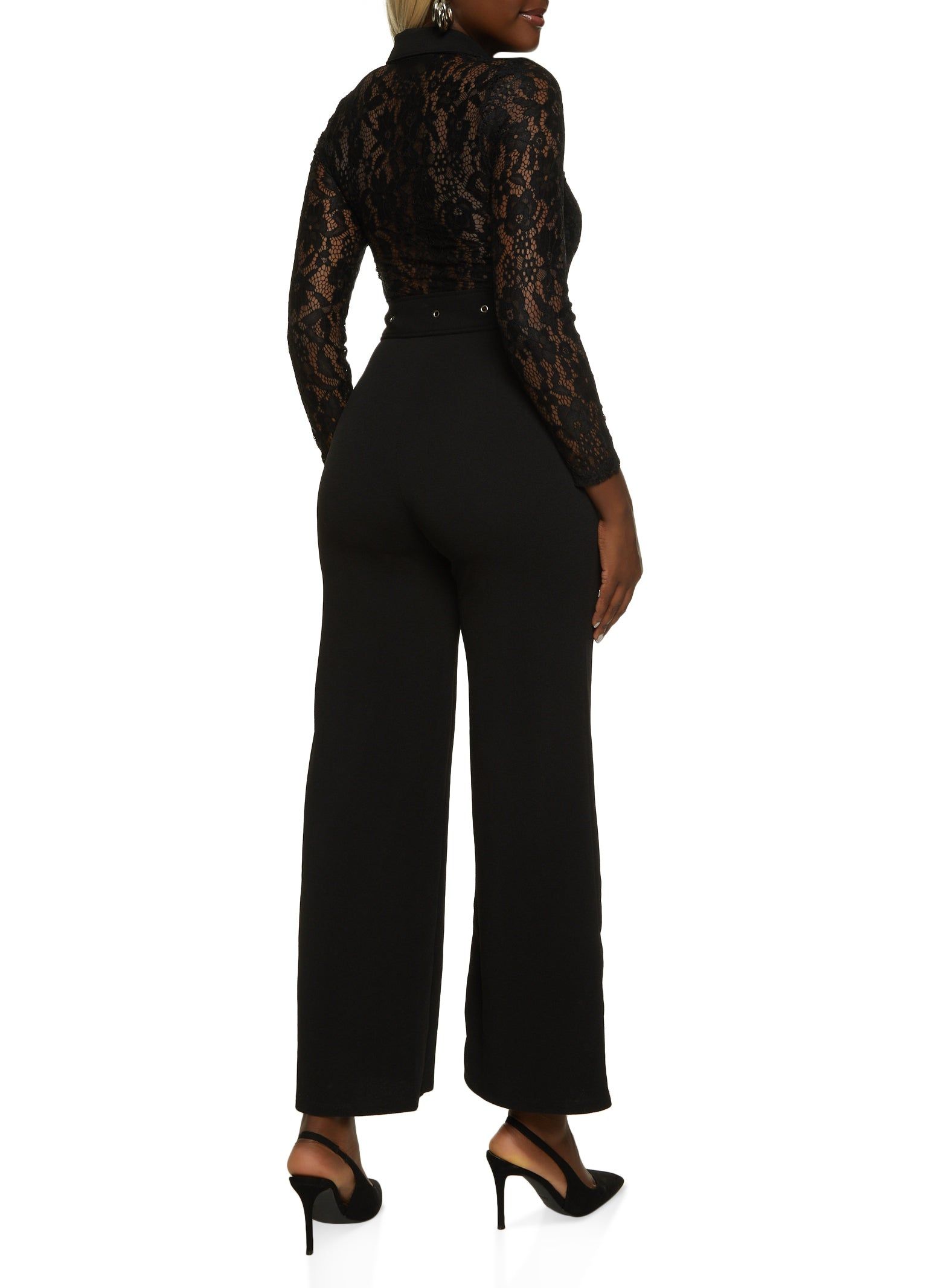 Belted Long Sleeve Lace Jumpsuit sold by Rainbow product image thumbnail 2