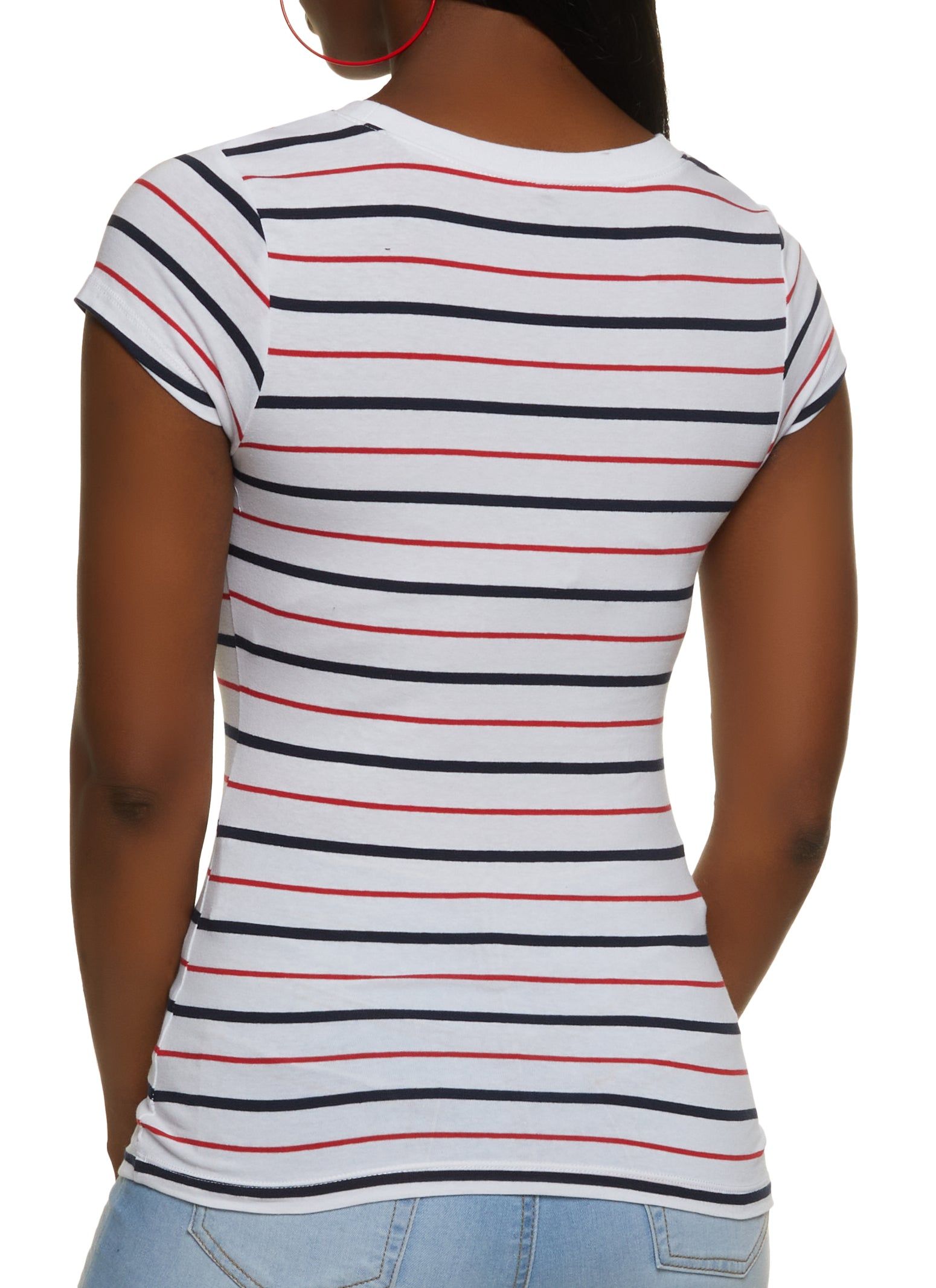 Basic Striped Crew Neck Tee sold by Rainbow product image thumbnail 2