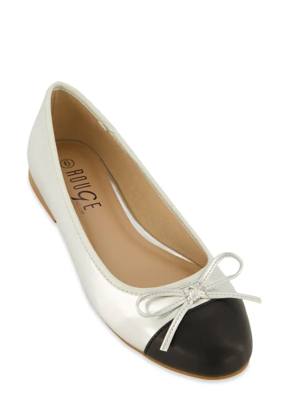 Round Toe Bow Tie Ballet Flats sold by Rainbow