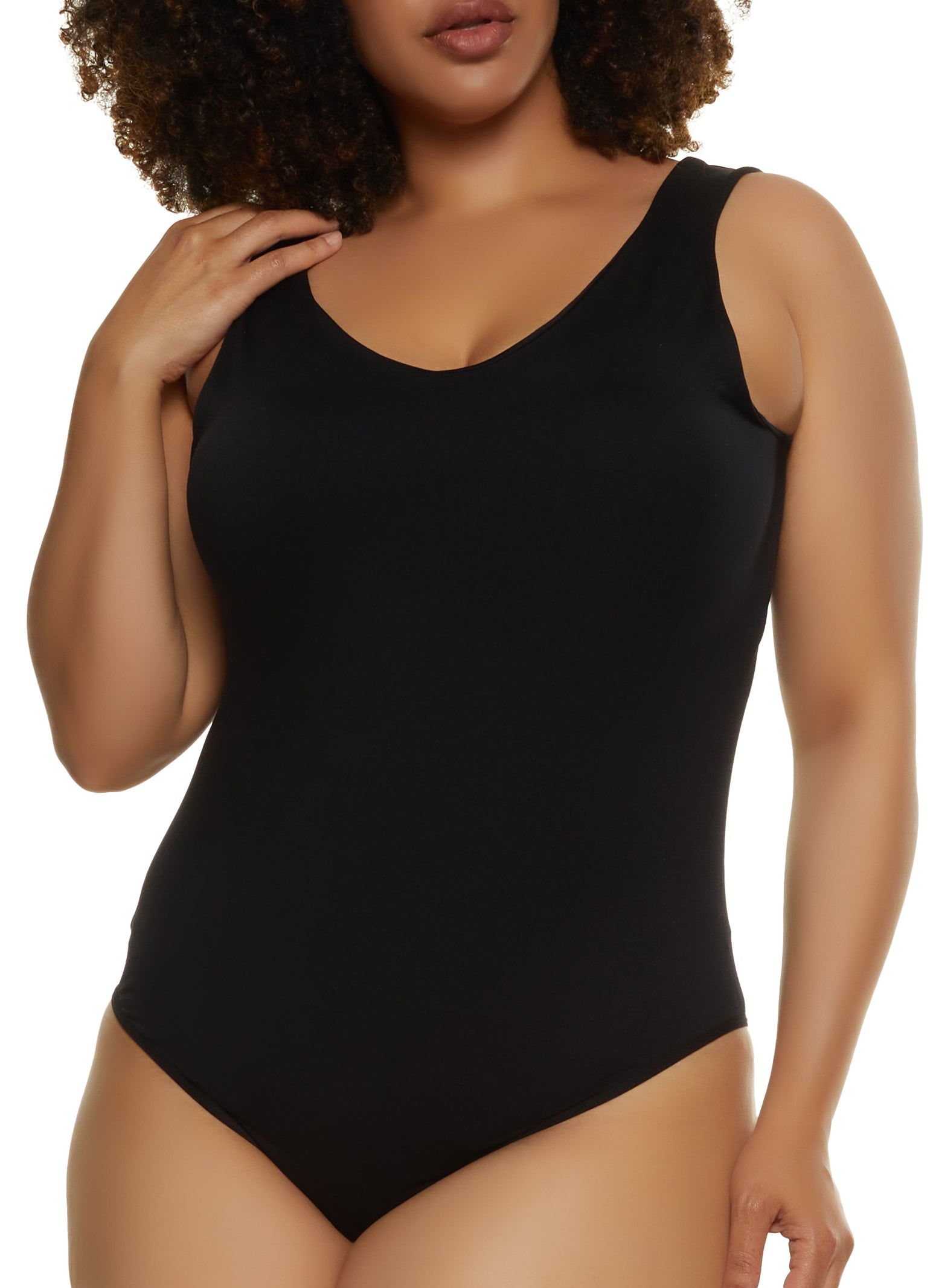 Plus Size Seamless Scoop Neck Bodysuit sold by Rainbow
