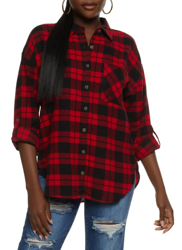 Plaid Long Sleeve Flannel Shirt sold by Rainbow