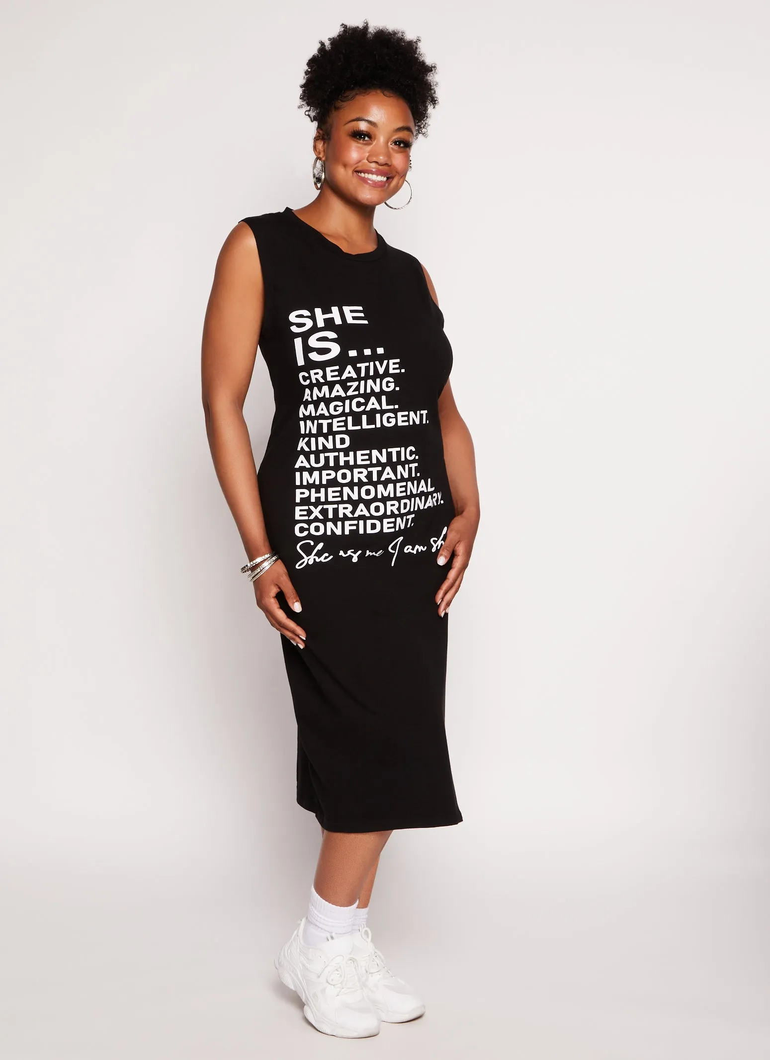 Plus Size She Is Graphic T Shirt Dress sold by Rainbow