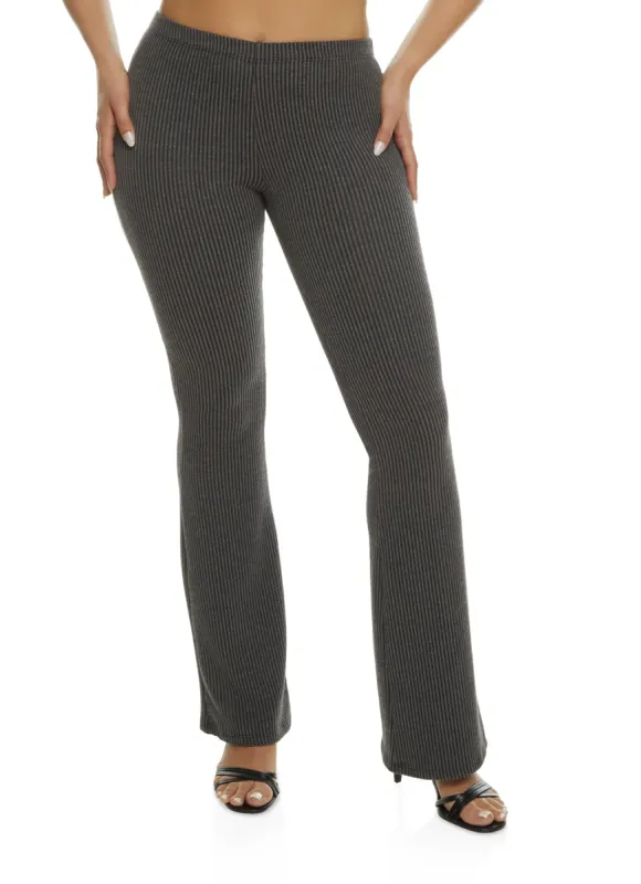 Ribbed Knit High Waist Boot Cut Pants sold by Rainbow