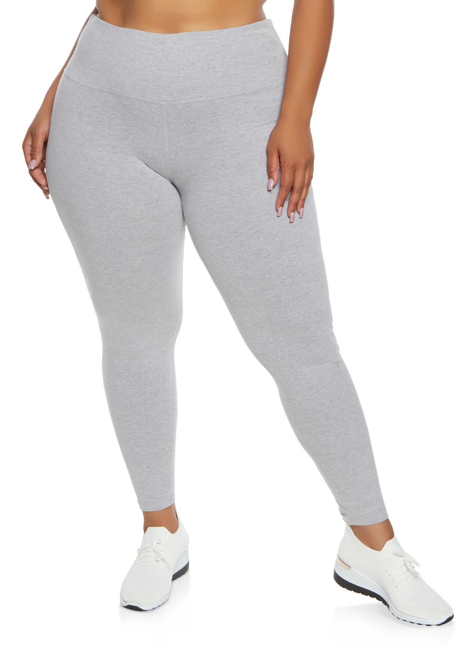 Plus Size Solid High Waist Leggings sold by Rainbow