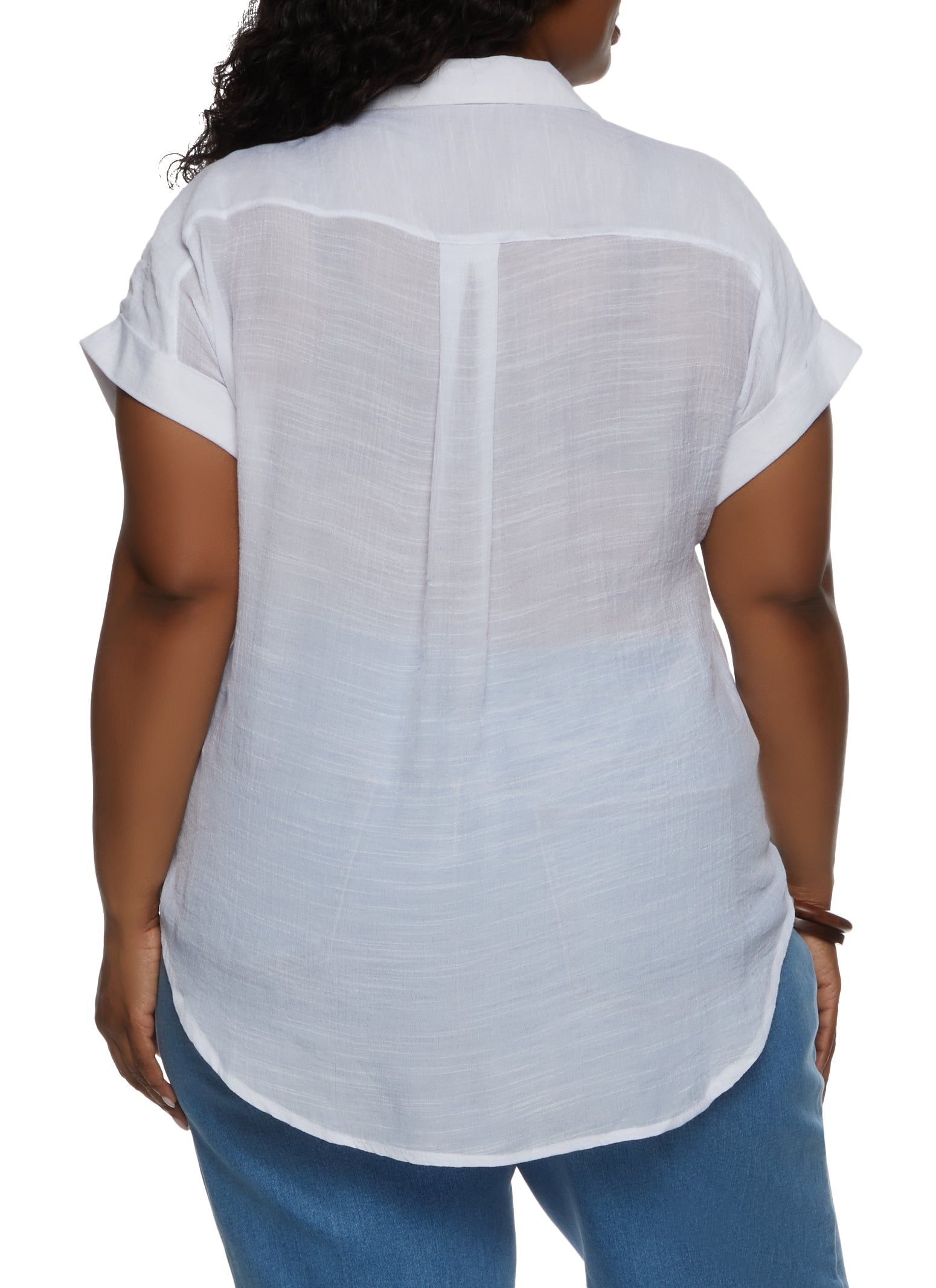 Plus Size Button Front High Low Shirt sold by Rainbow product image thumbnail 2
