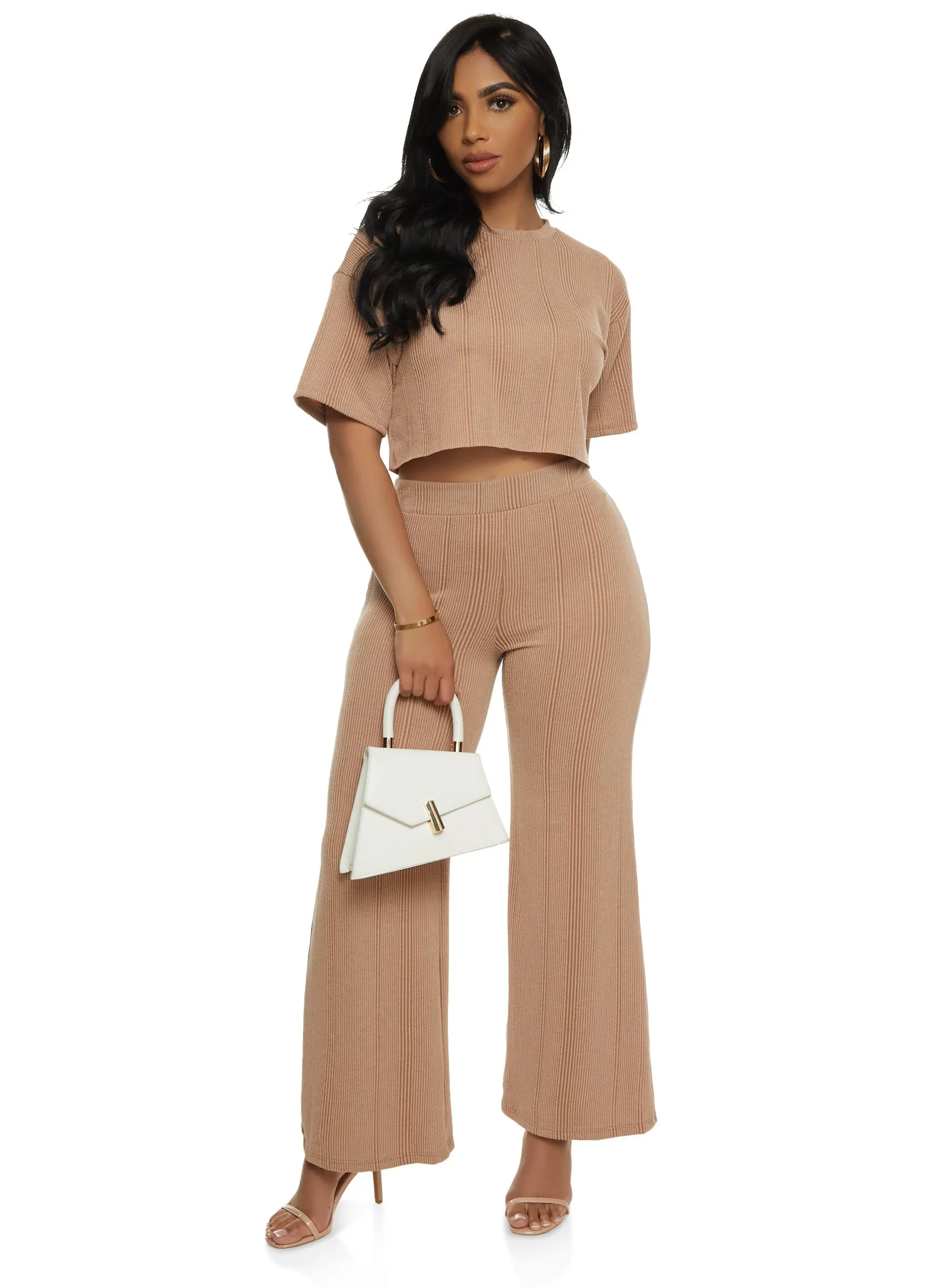 Solid Ribbed Short Sleeve Crop Top sold by Rainbow product image thumbnail 2