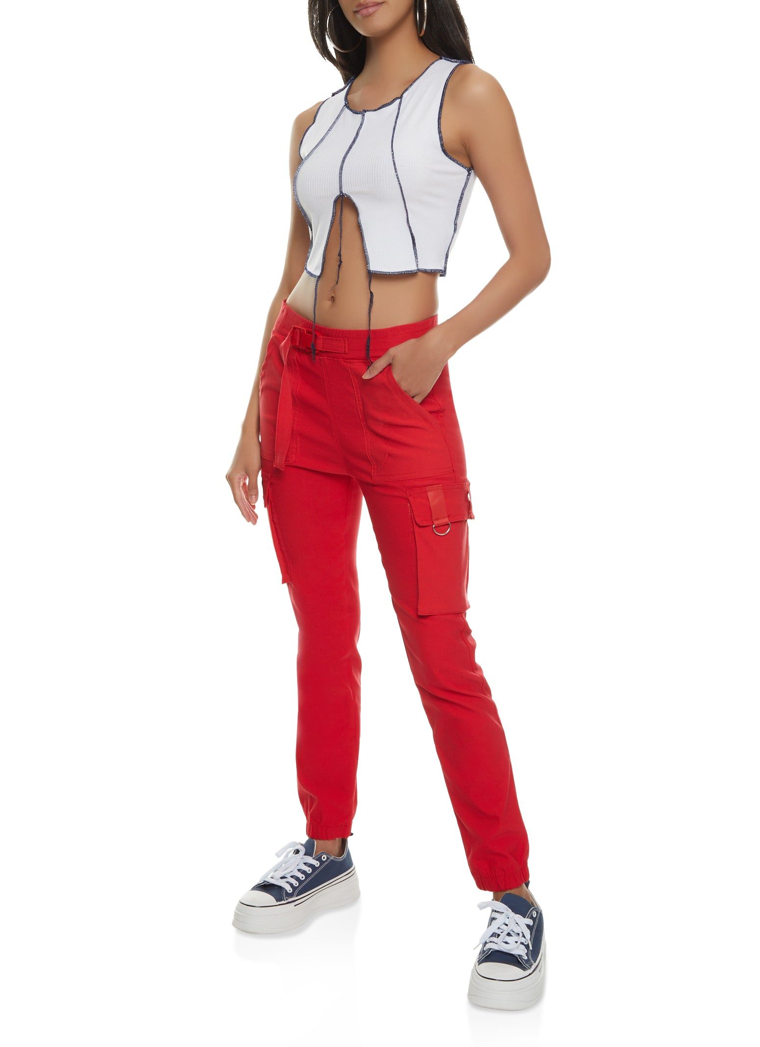 Solid Buckle Detail Cargo Joggers sold by Rainbow product image thumbnail 2