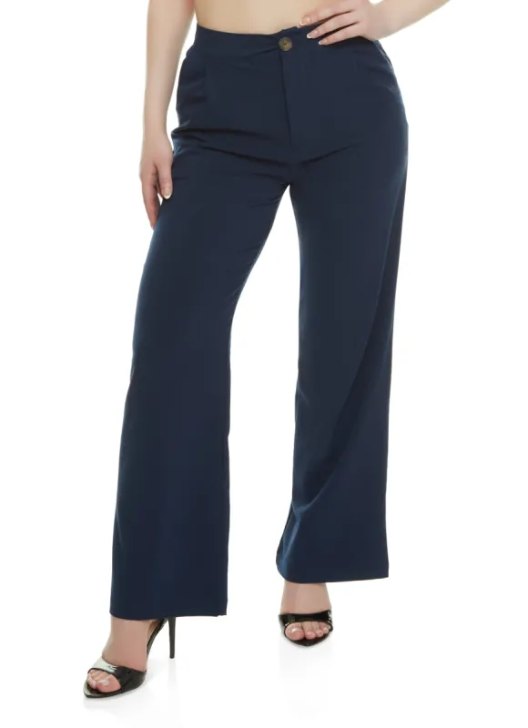 Solid High Waisted Wide Leg Pants sold by Rainbow