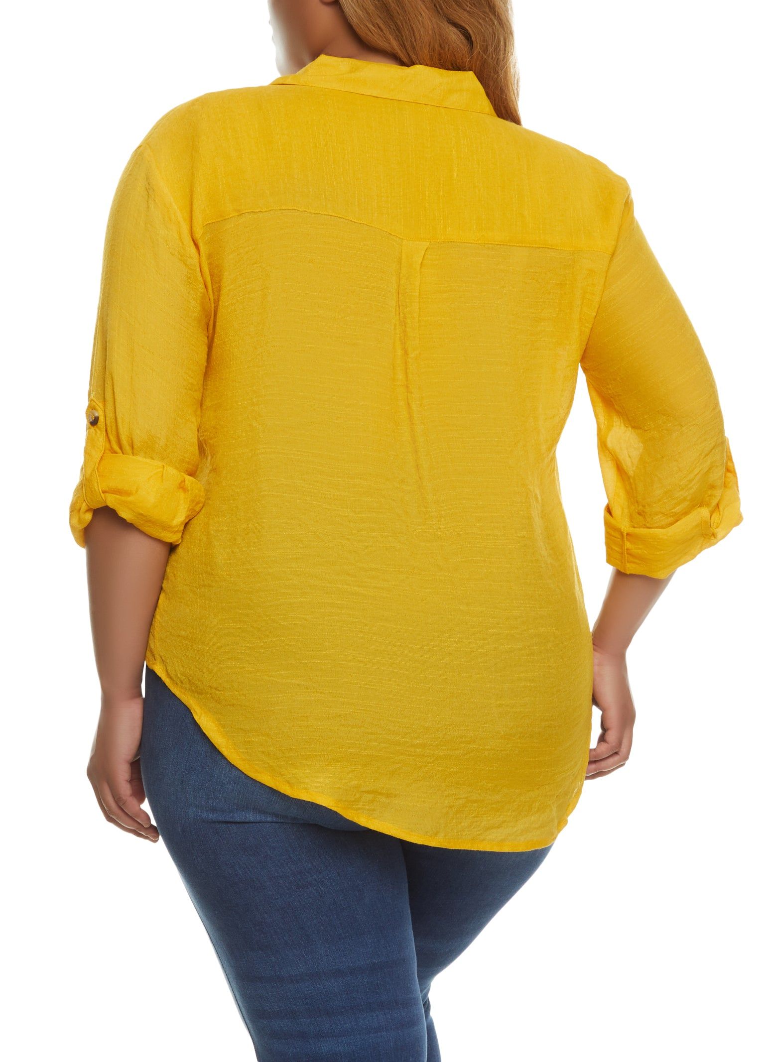 Plus Size Tabbed Sleeve V Neck Shirt sold by Rainbow product image thumbnail 2