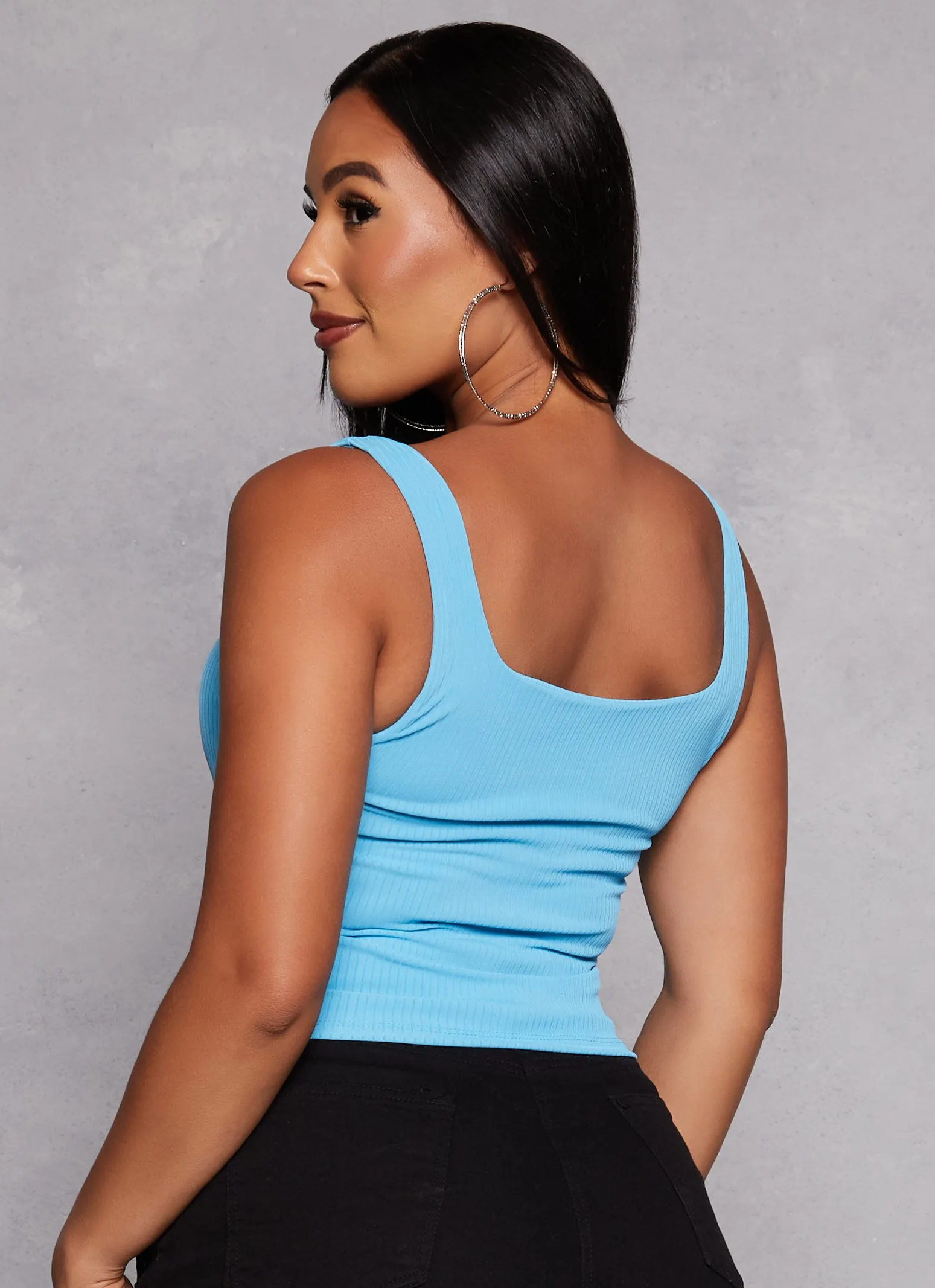 Iris Ribbed Square Neck Tank Top sold by Rainbow product image thumbnail 3