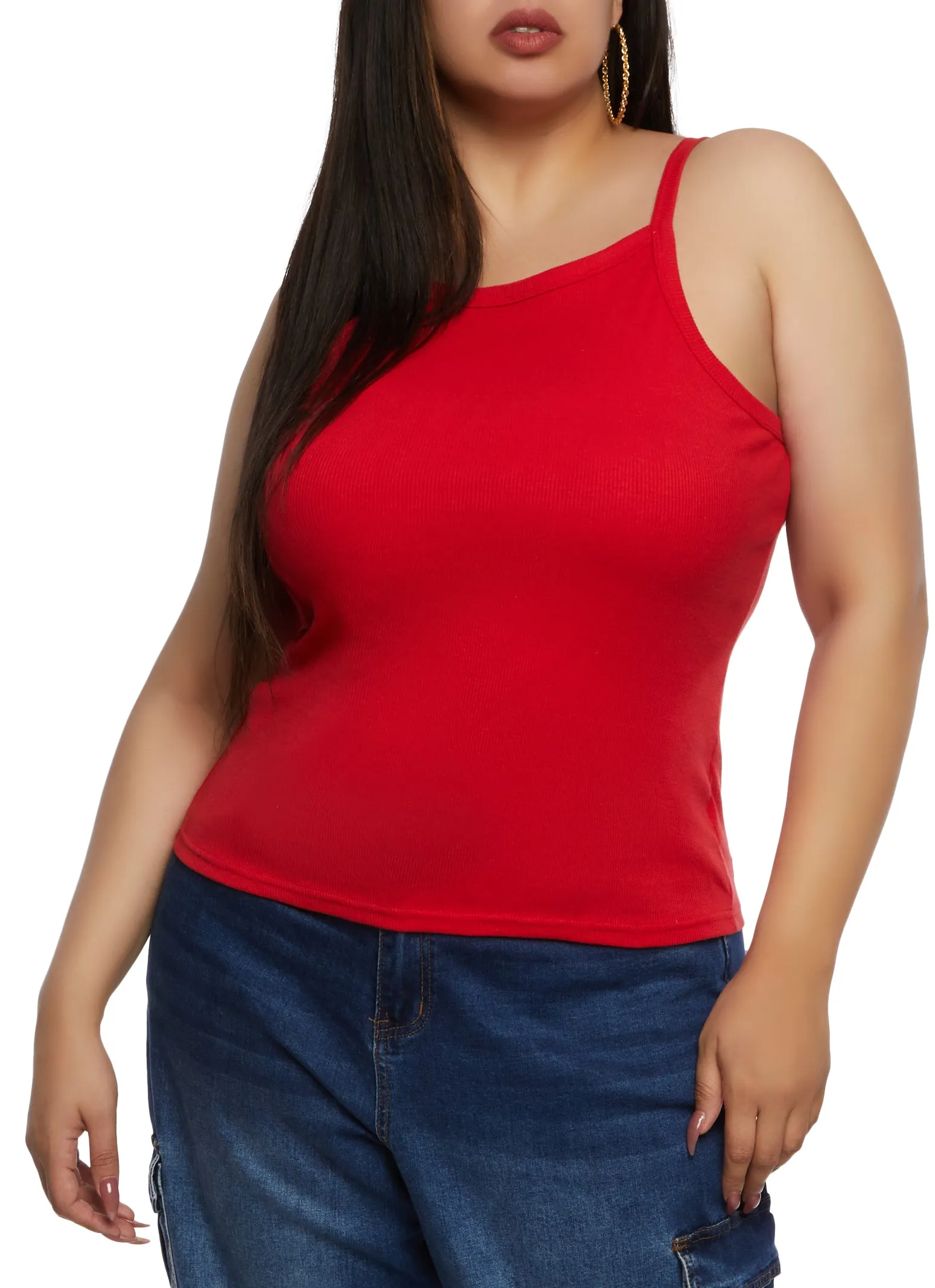 Plus Size Thin Strap Tank Top sold by Rainbow