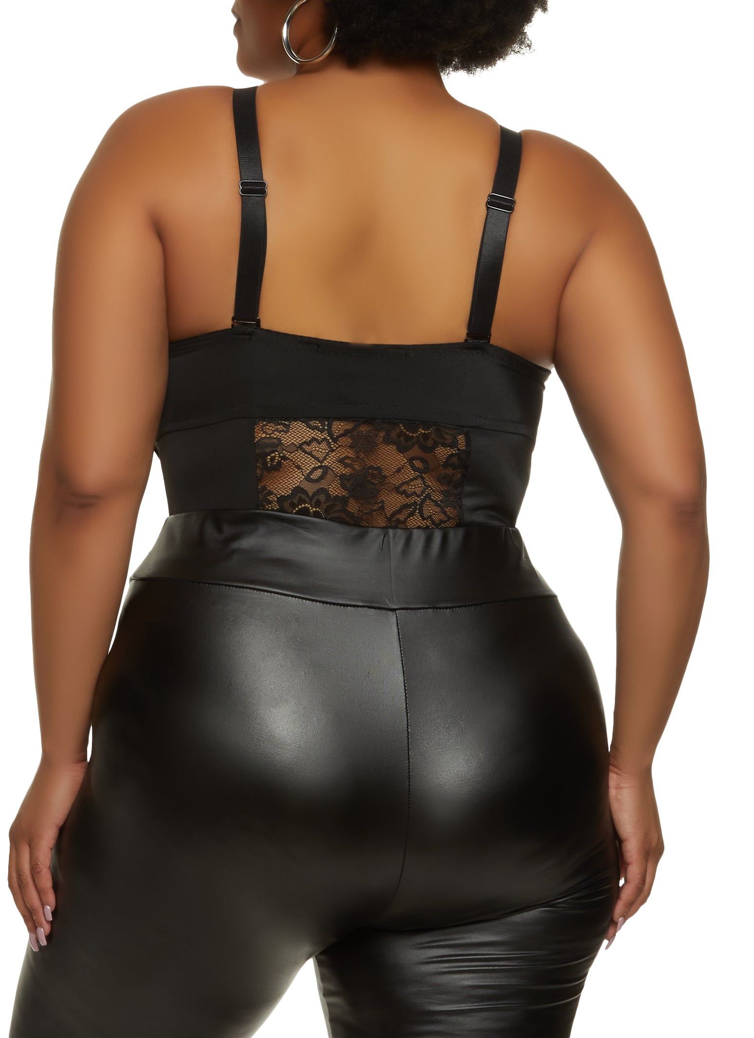 Plus Size Faux Leather Lace Bustier Bodysuit sold by Rainbow product image thumbnail 5