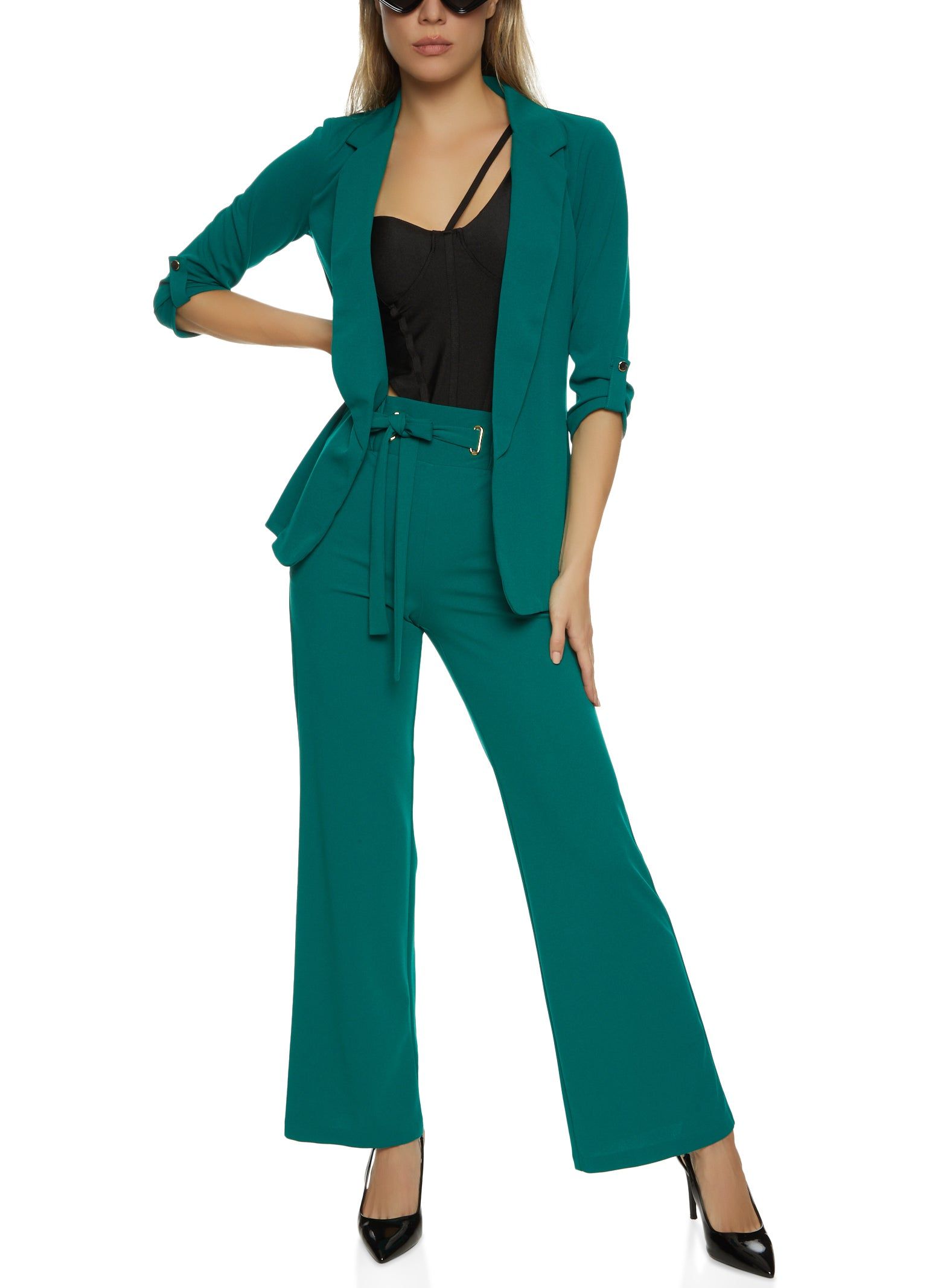 Crepe Knit Tabbed Sleeve Blazer sold by Rainbow product image thumbnail 2