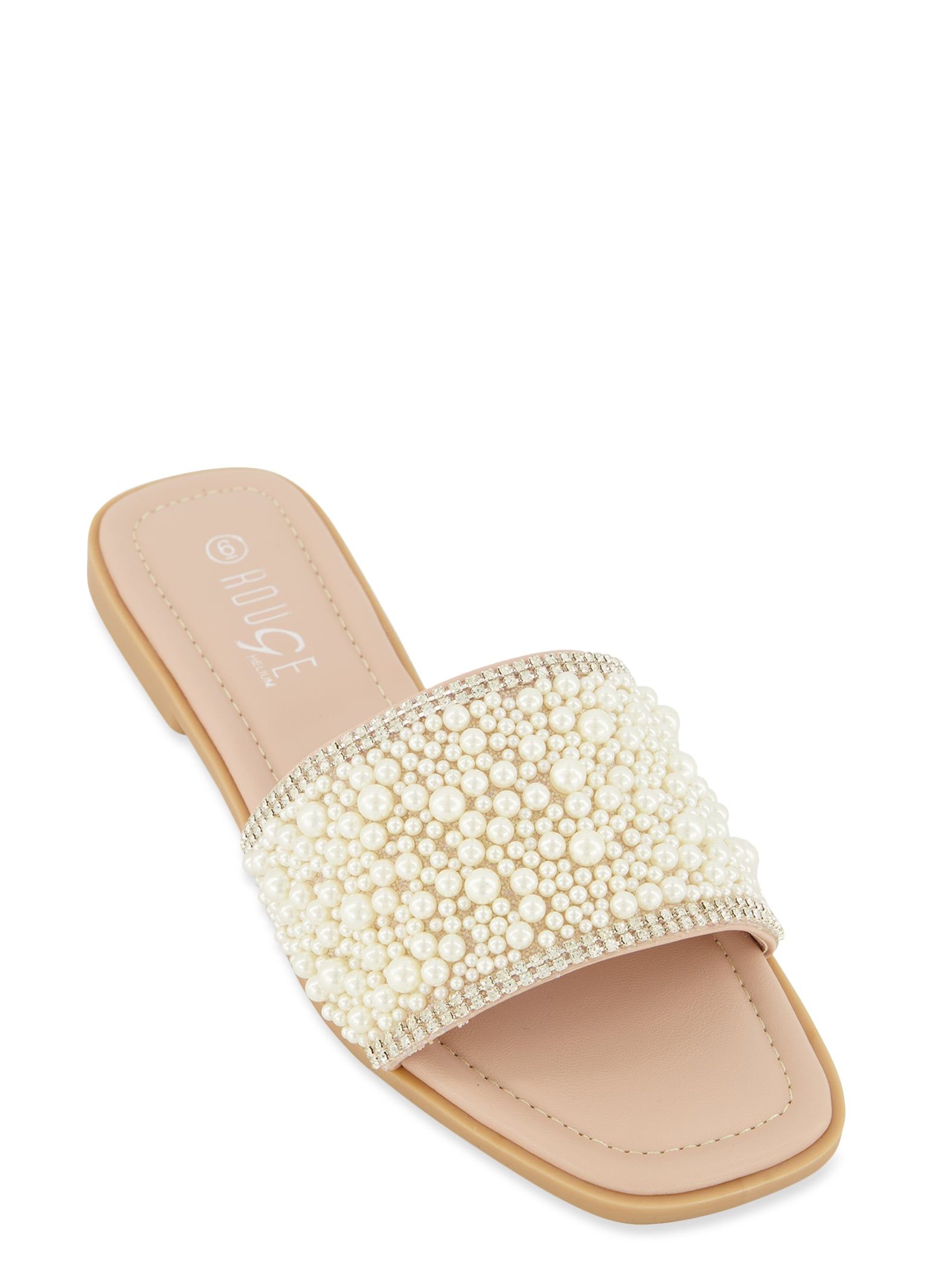 Faux Pearl Band Flat Sandals sold by Rainbow