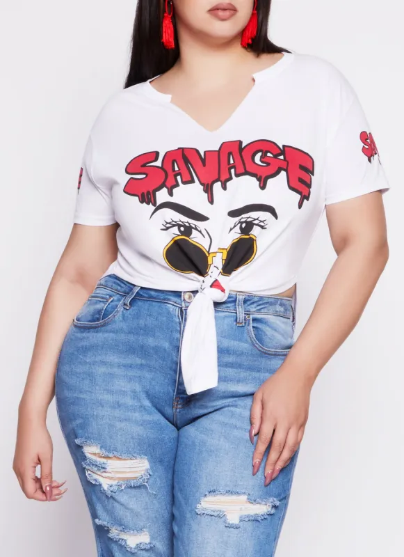Plus Size Savage Mood Graphic Tunic T Shirt sold by Rainbow