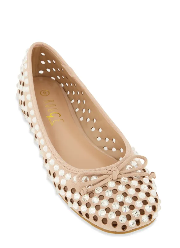 Cut Out Rhinestone Studded Ballet Flats sold by Rainbow