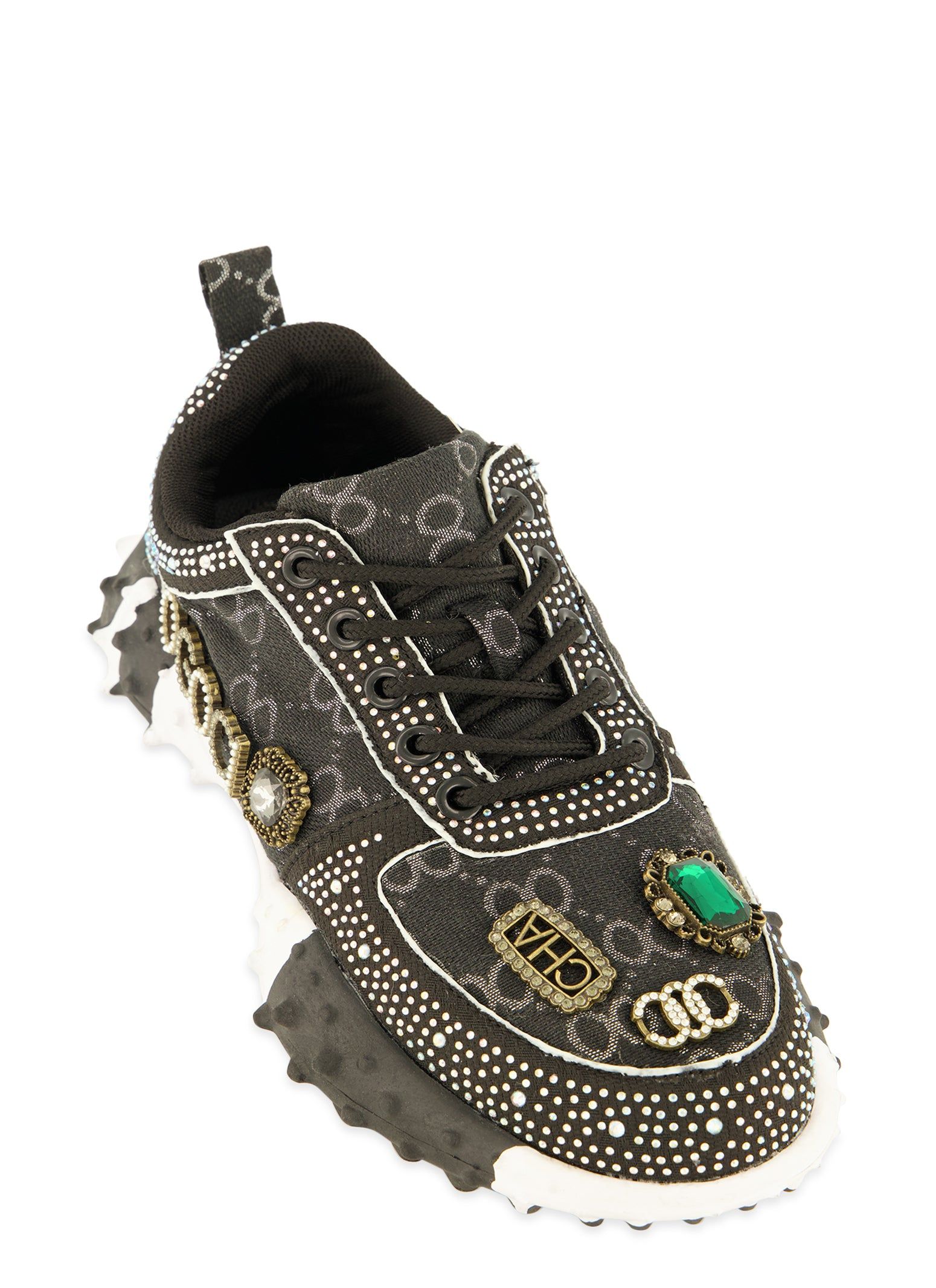 Rhinestone Color Block Lace Up Sneakers sold by Rainbow