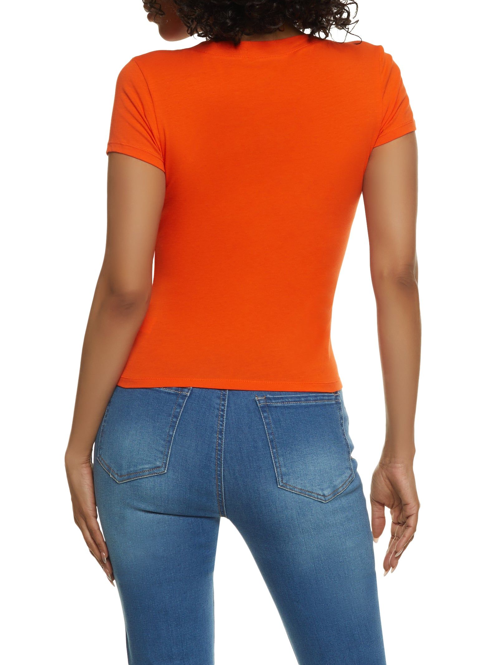 Solid V Neck Short Sleeve Tee sold by Rainbow product image thumbnail 2