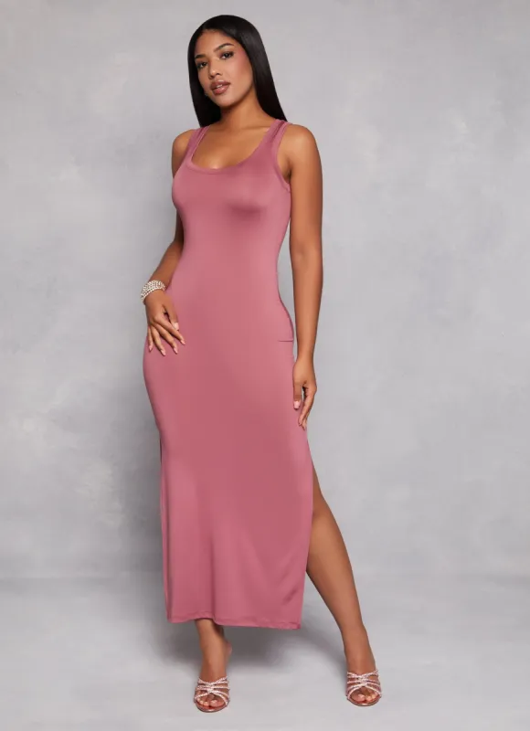 Solid Racerback Maxi Tank Dress sold by Rainbow