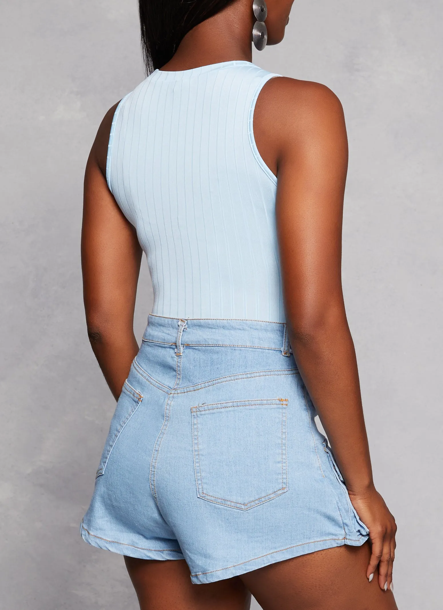 Daisy Ribbed Knit Crew Neck Sleeveless Bodysuit sold by Rainbow product image thumbnail 3