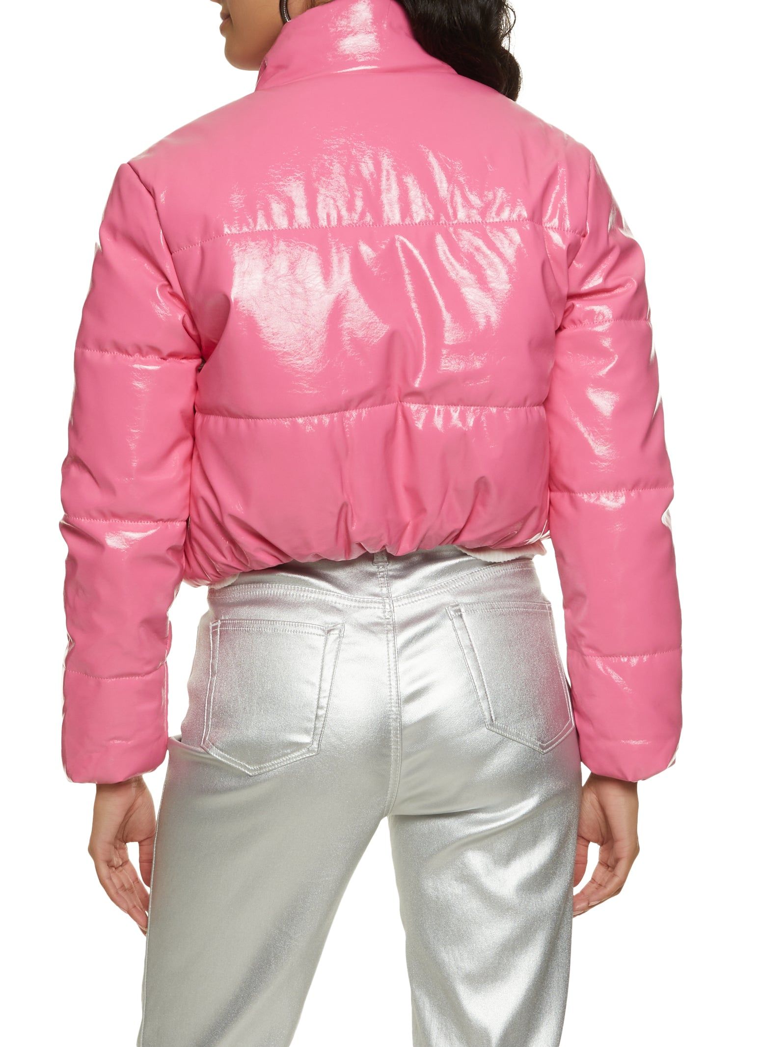 Faux Patent Leather Zip Front Puffer Jacket sold by Rainbow product image thumbnail 2
